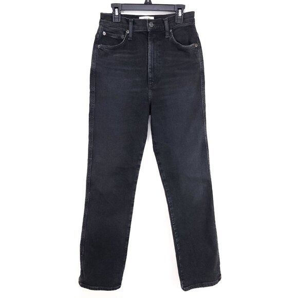 AGOLDE Straight Leg Jeans Women’s 26 Black High Rise Denim 27" Inseam